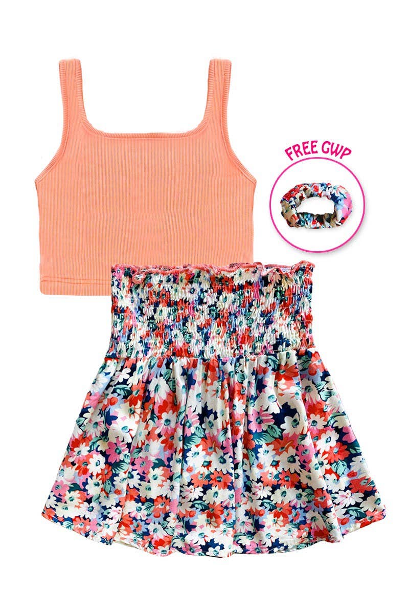 GKSS-3046B-UMI11 Girl's 2 pc Skirt Set w/ Scrunchie