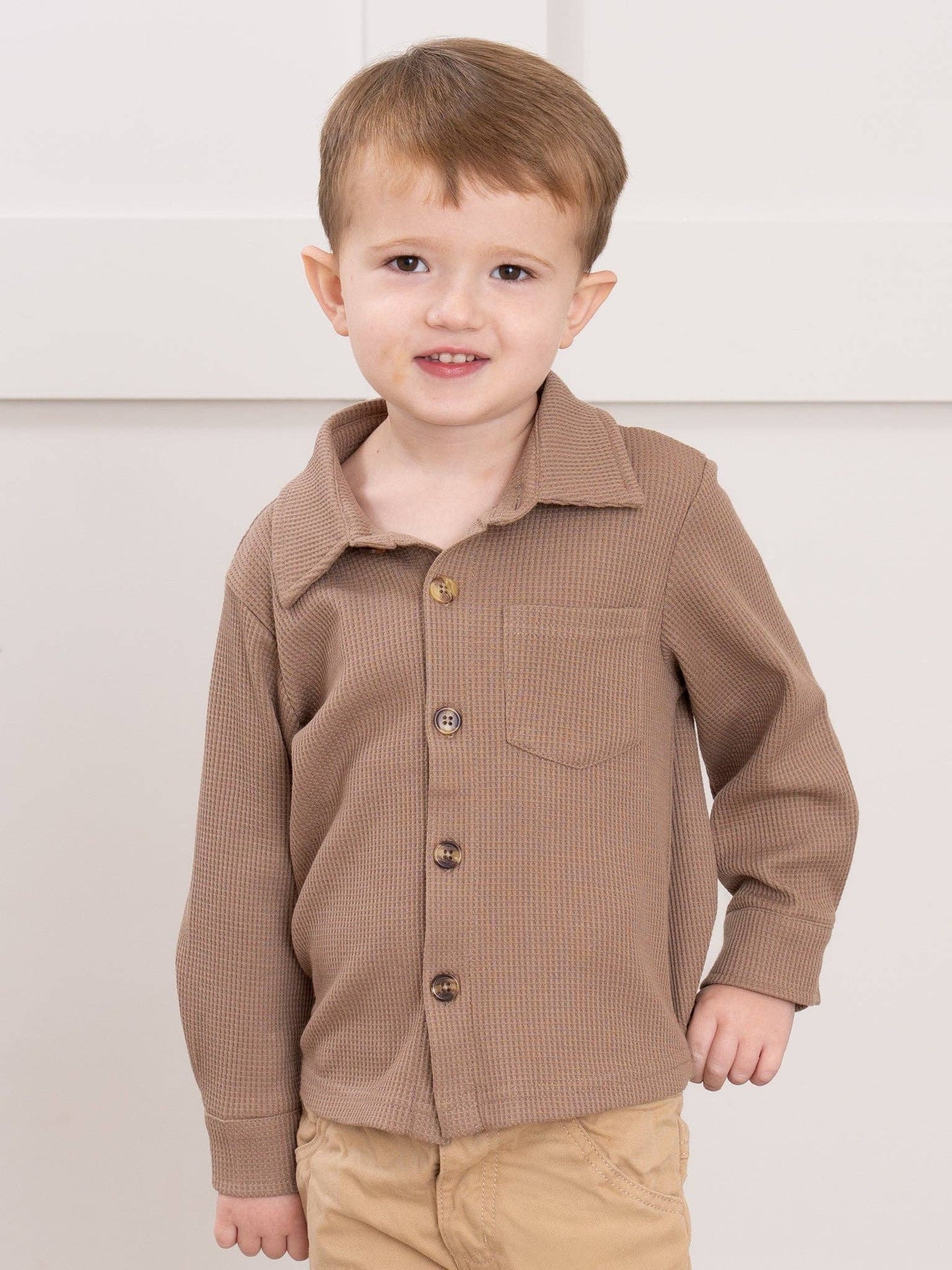 Little Gent Button-Up Shirt - Brown