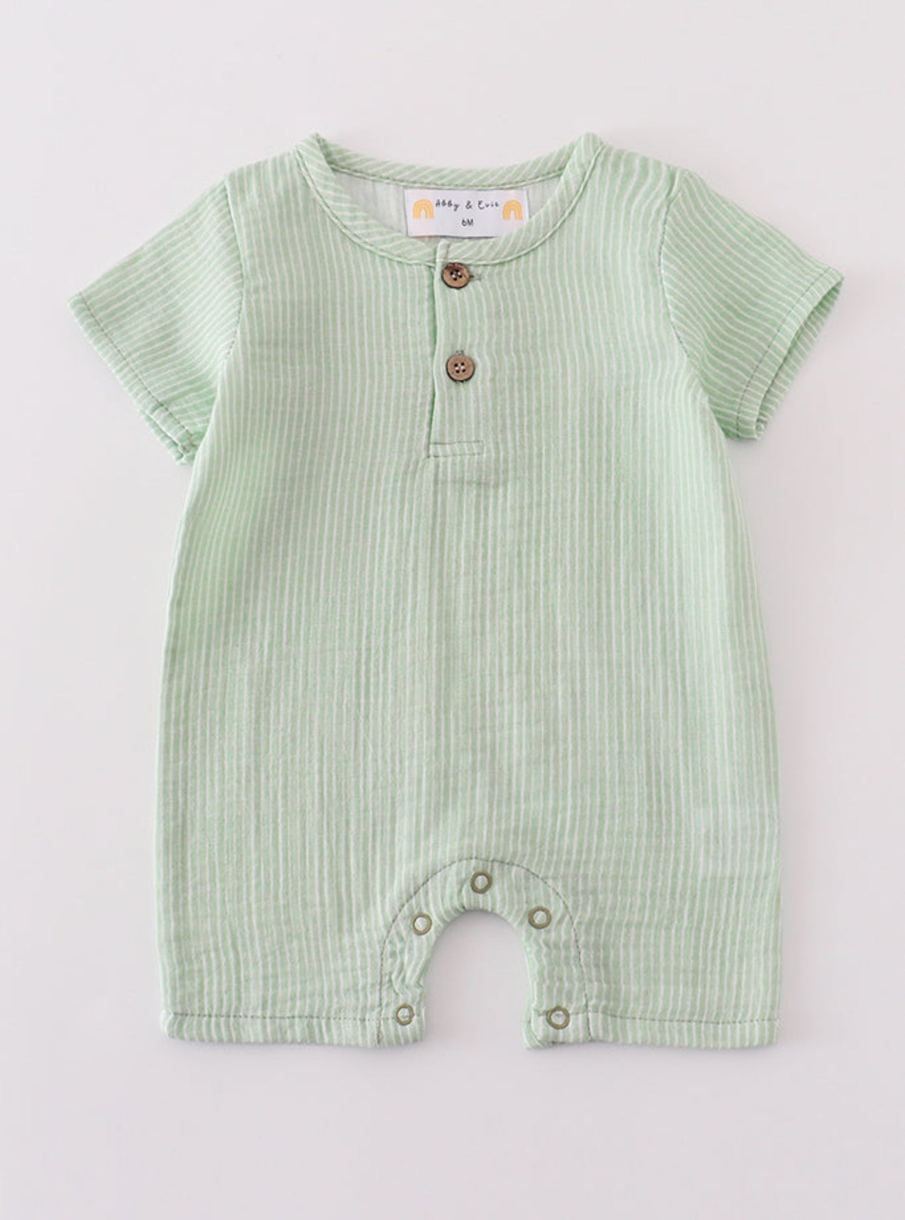 Sage Muslin Boy Striped Romper