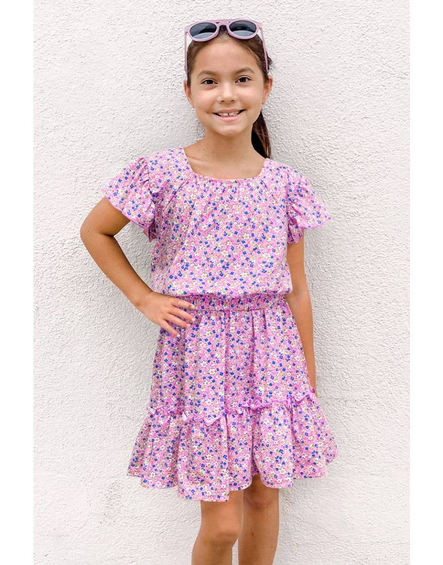 GKSS-23-3056B-UM281 Girl's 2 pc Floral Skirt Set