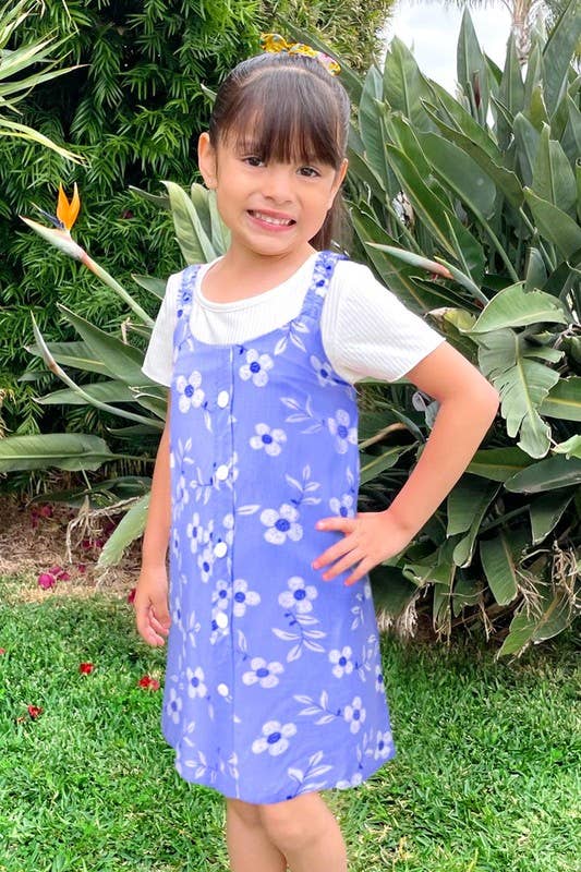 GKSS-3306B-Q325 Girl's 2 pcs Floral Dress & Ribbed Tee Set