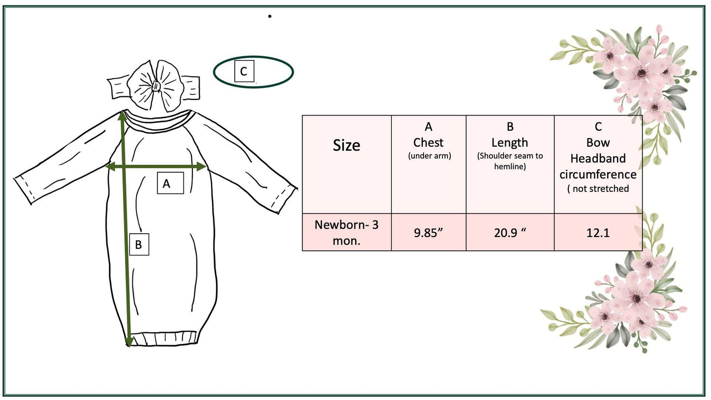 Infant Girls Botanical Ecru Baby Gown - Adalynn Leanne