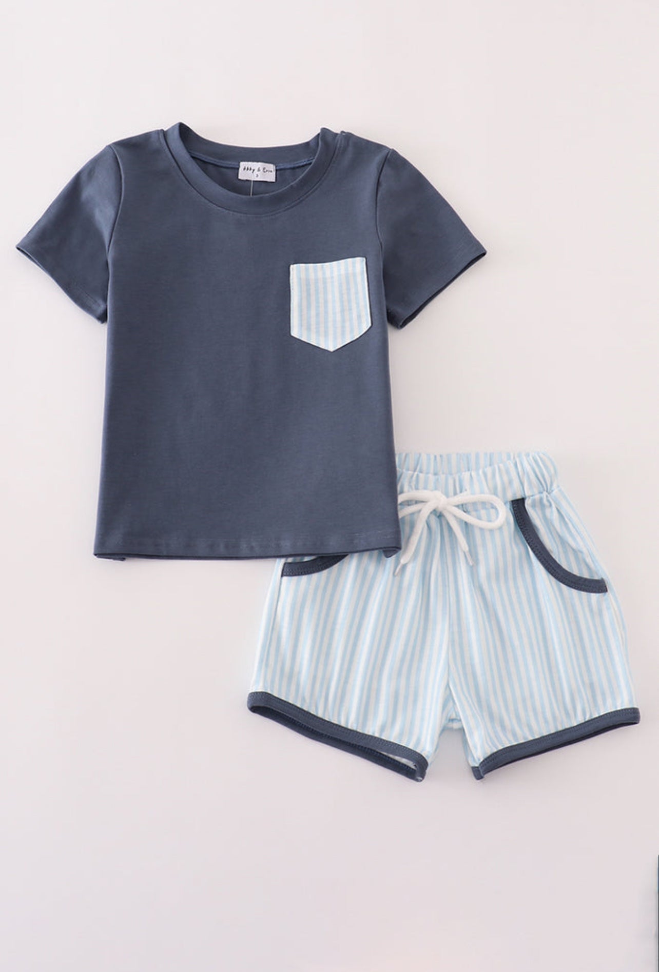 Navy Blue Coordinated Short Set - Breathable Fabric, Comfortable & Versatile - Adalynn LeanneChildrens Clothing