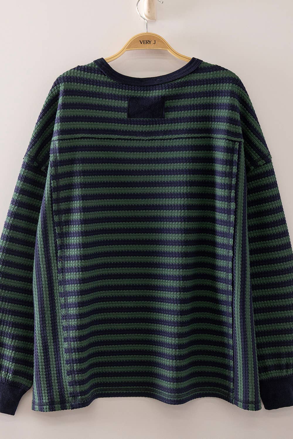 NT12742-Stripe Waffle Top - Adalynn Leanne
