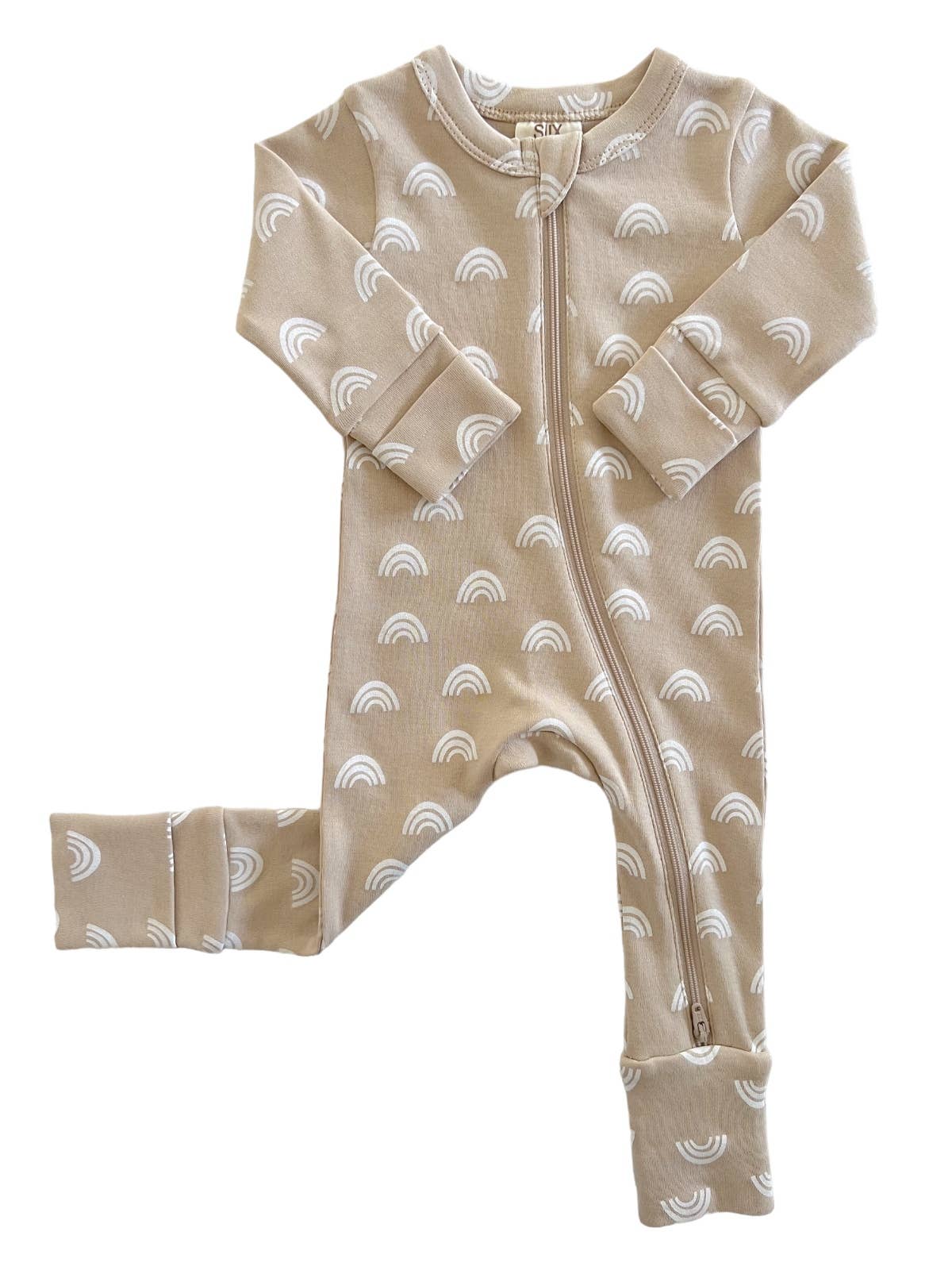 Tan Rainbow / Organic 2 - Way Zip Romper - Adalynn Leanne