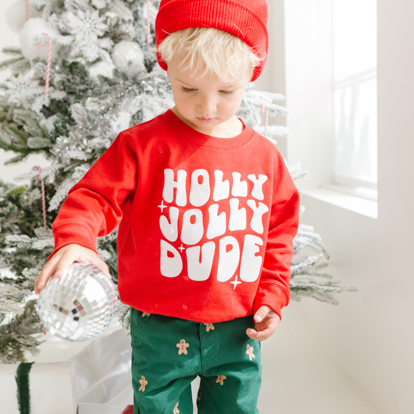 Holly Jolly Dude Pullover Toddler Christmas Sweatshirt