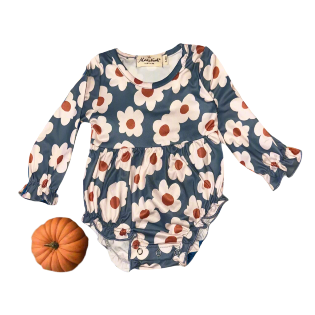 Blue and Orange Daisy Ruffle Bubble