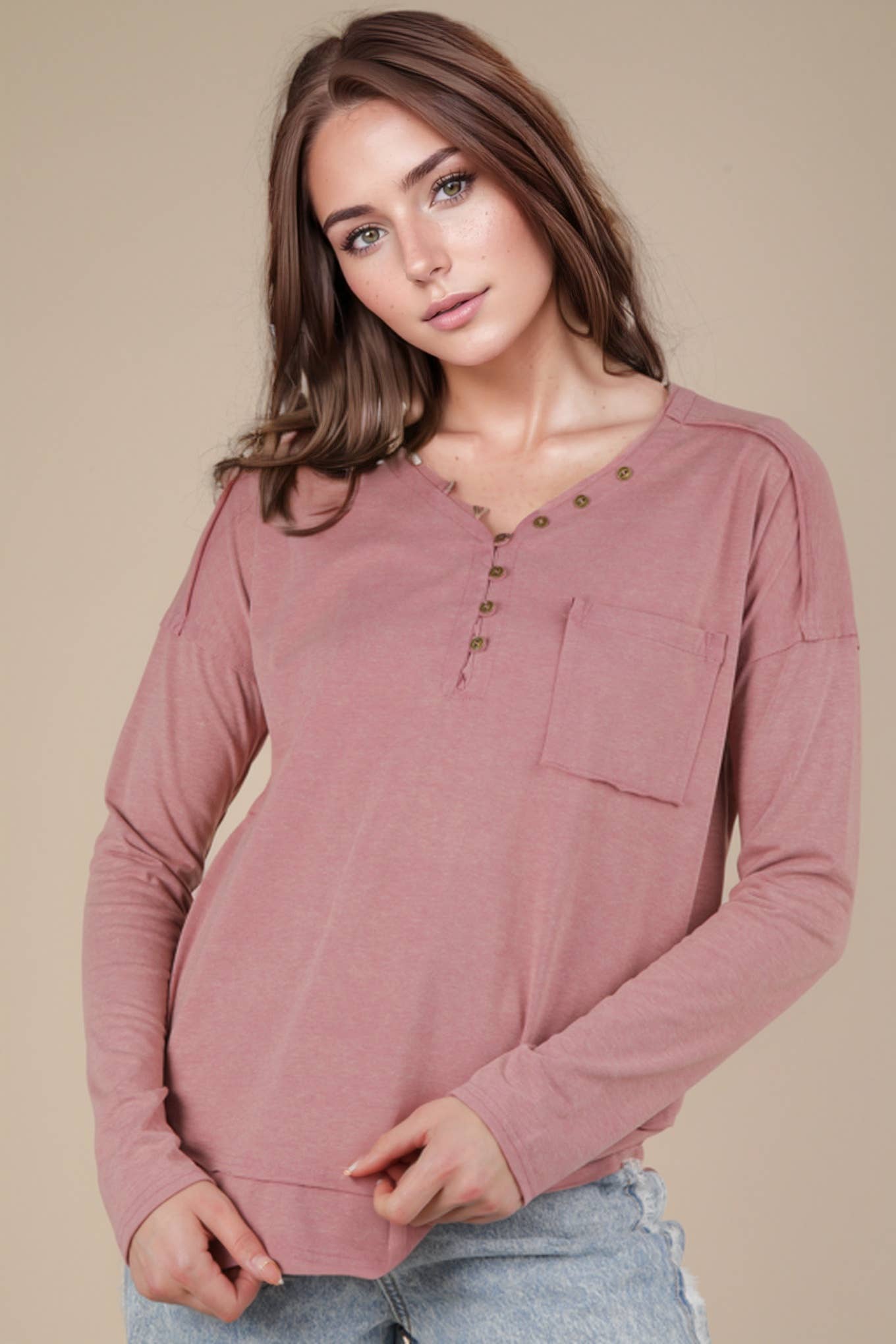 NT11795-Mineral Washed Cotton Comfy Knit Top