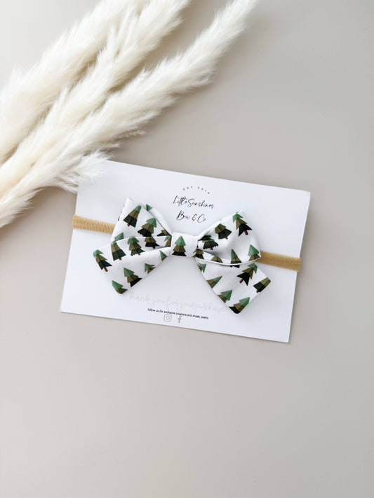 Christmas Trees Christmas Pinwheel Hair Bow, Nylon Headband