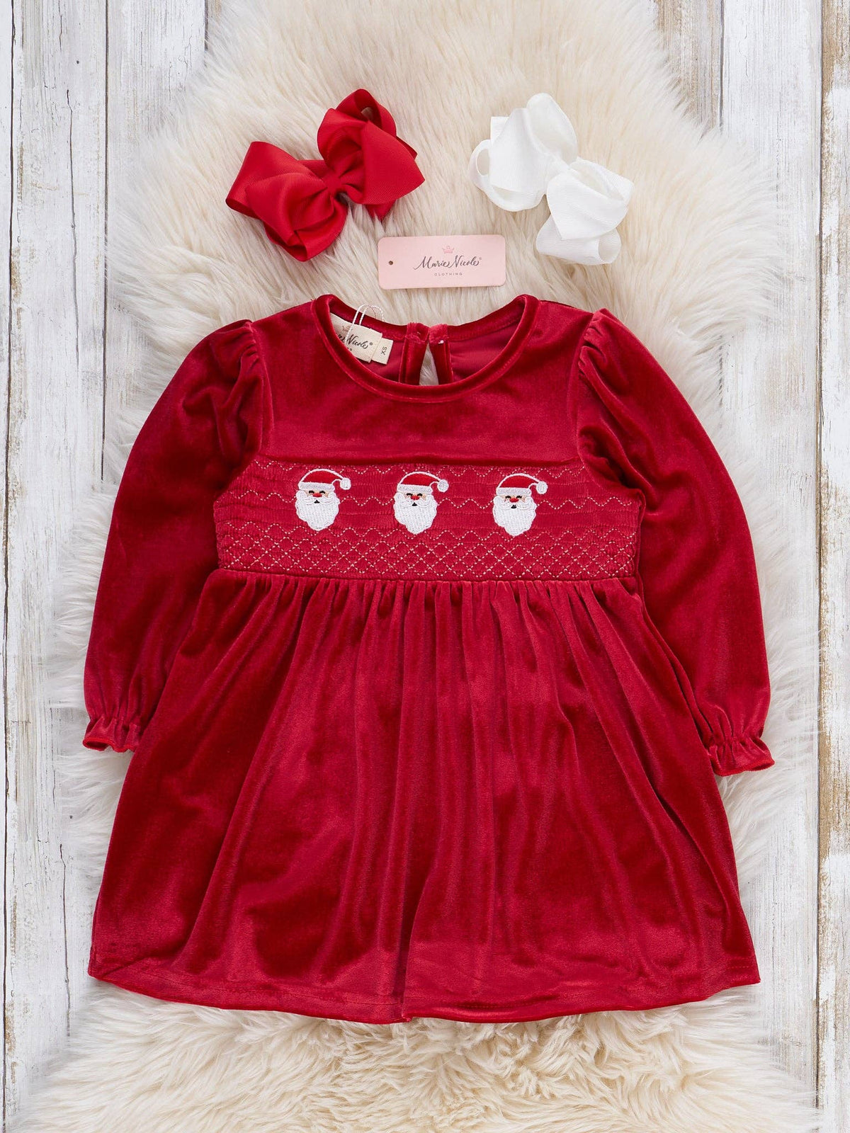 Ruby Santa Smocked Velvet Dress