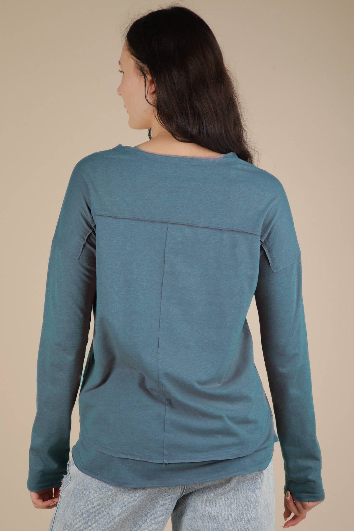 NT11795-Mineral Washed Cotton Comfy Knit Top