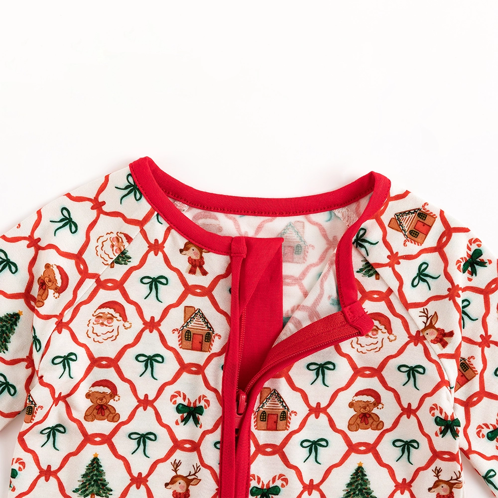 Baby Christmas Plaid Red Bamboo Zip Sleeper