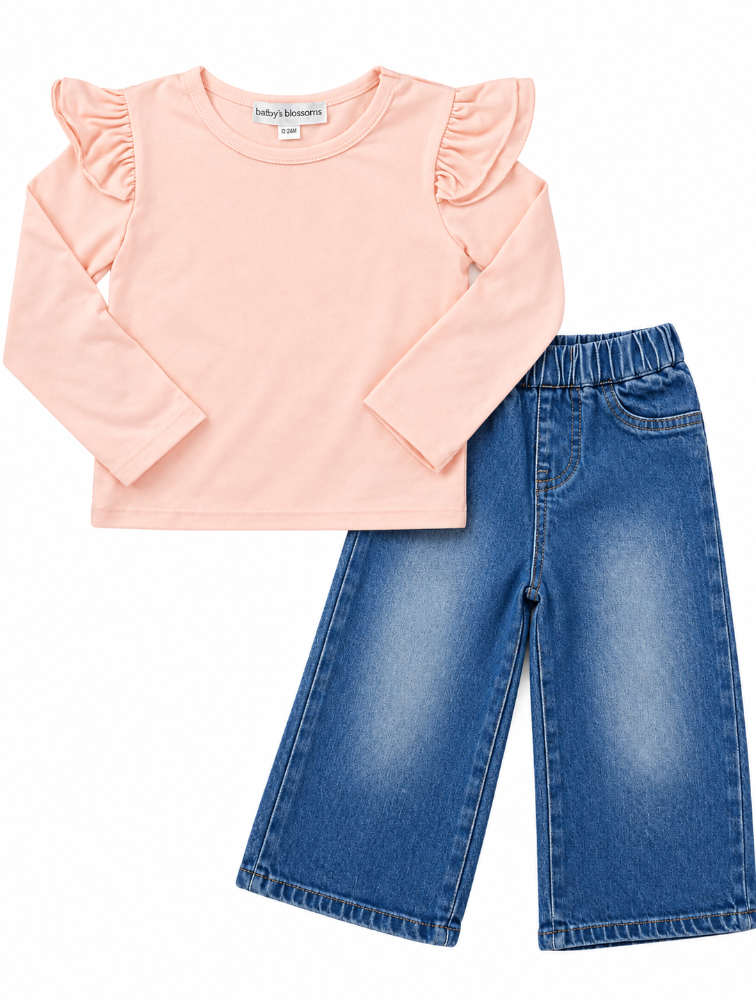 Pink Ruffle Shirt & Jeans - Stylish & Elegant with Delicate Ruffles and the cutest little pair of jeans.