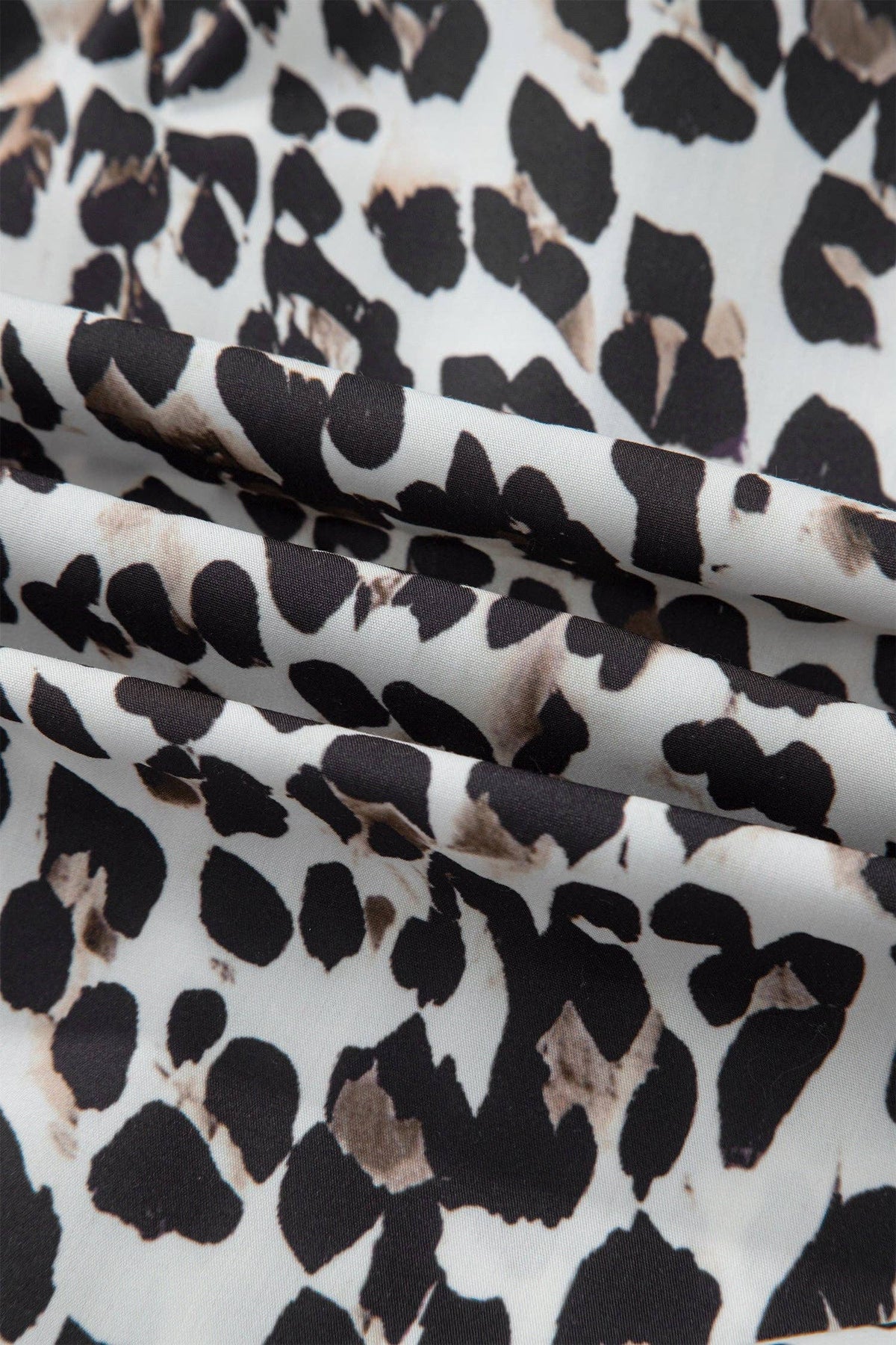 OMG! Plus Size Leopard Contrast Trim Half Button Top