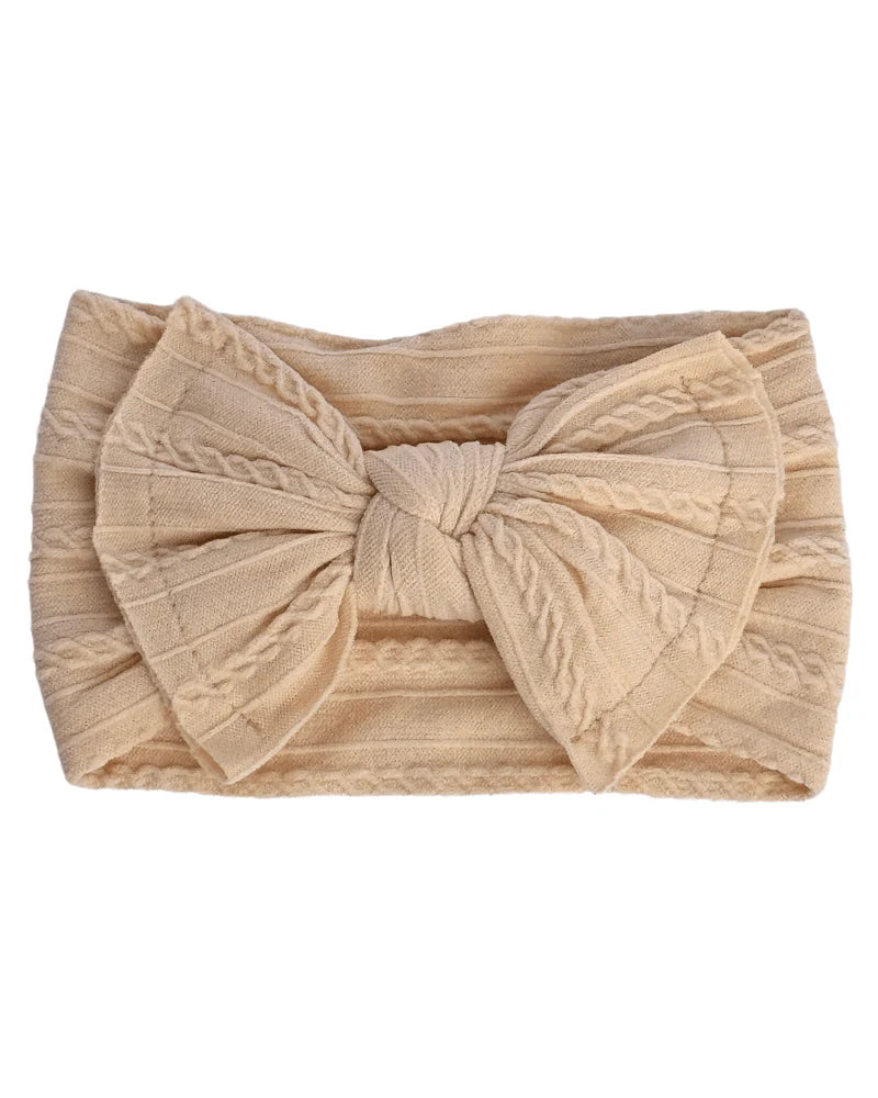 Nylon Bow Headband- Cream
