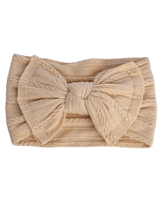 Nylon Bow Headband- Cream