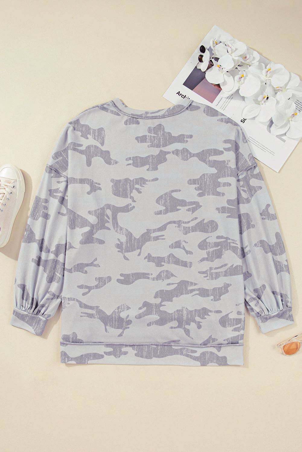 OMG! Plus Size Camouflage Crewneck Sweatshirt