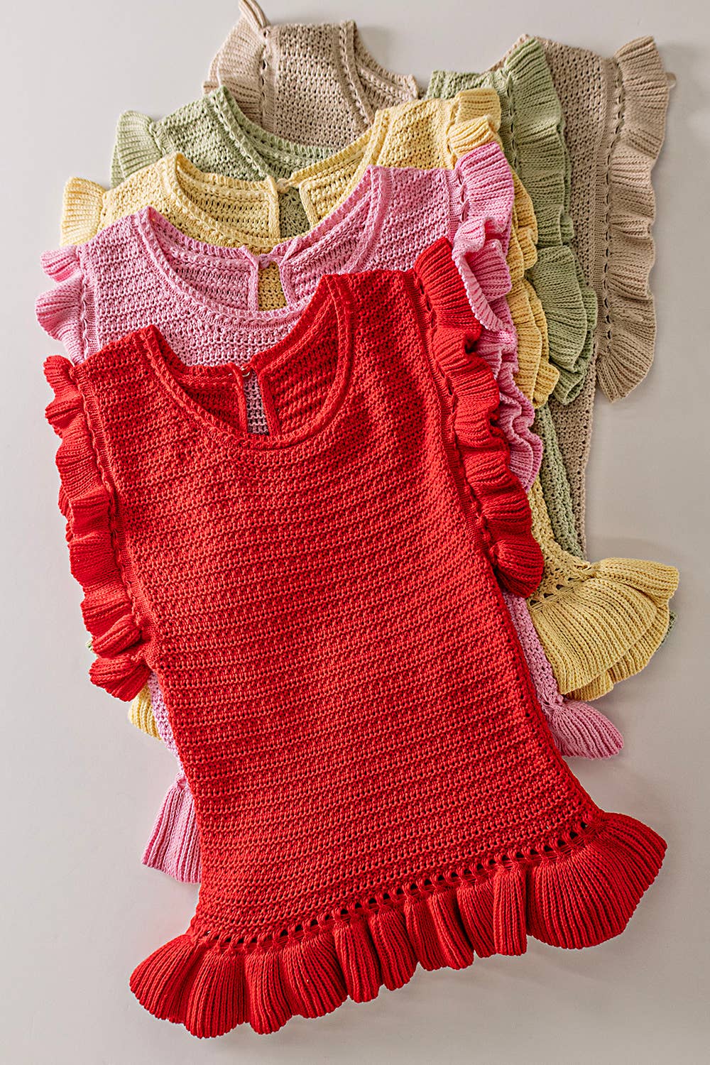 12W3640N-Ruffled Sweater Knit Top