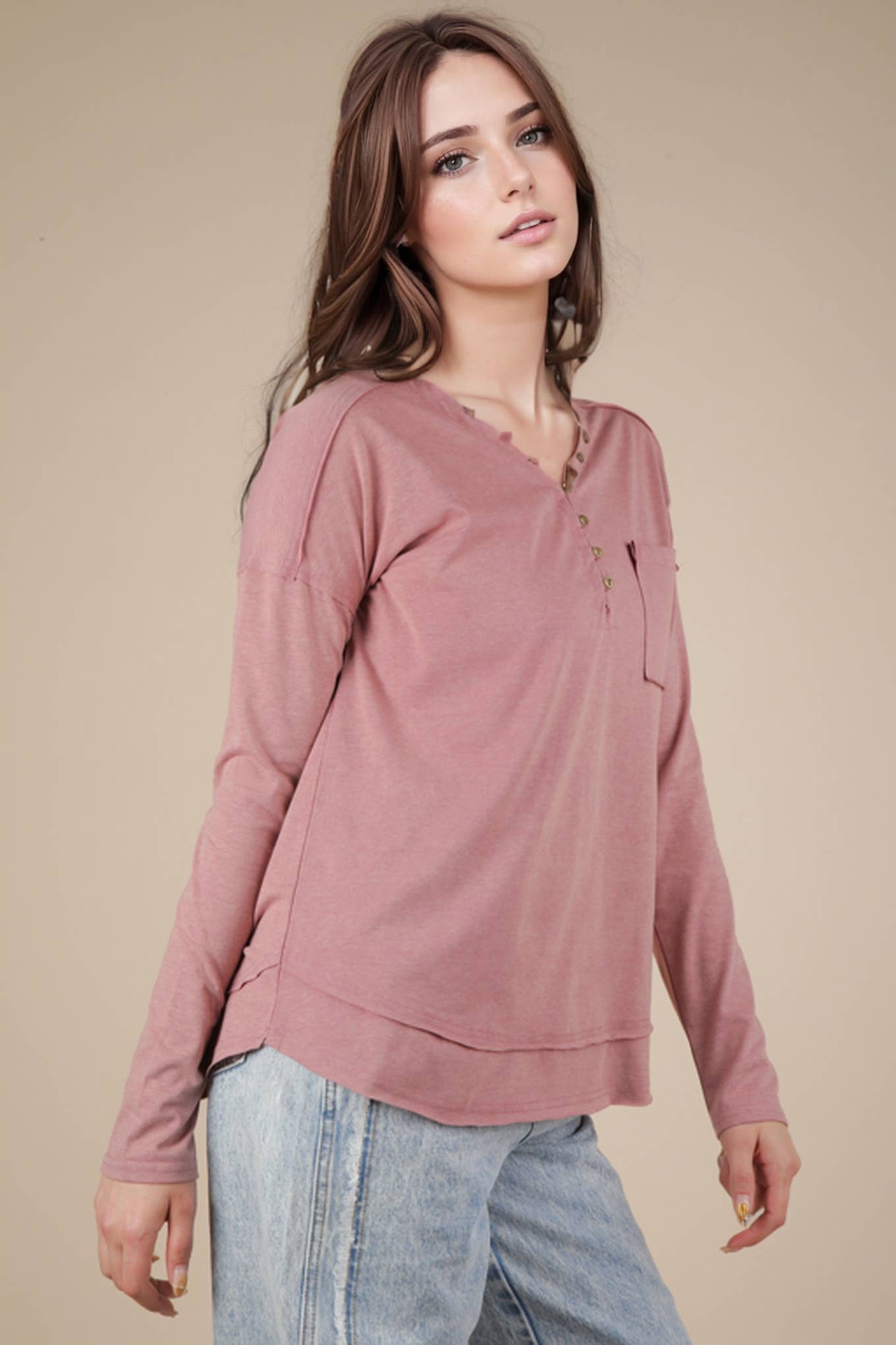 NT11795-Mineral Washed Cotton Comfy Knit Top