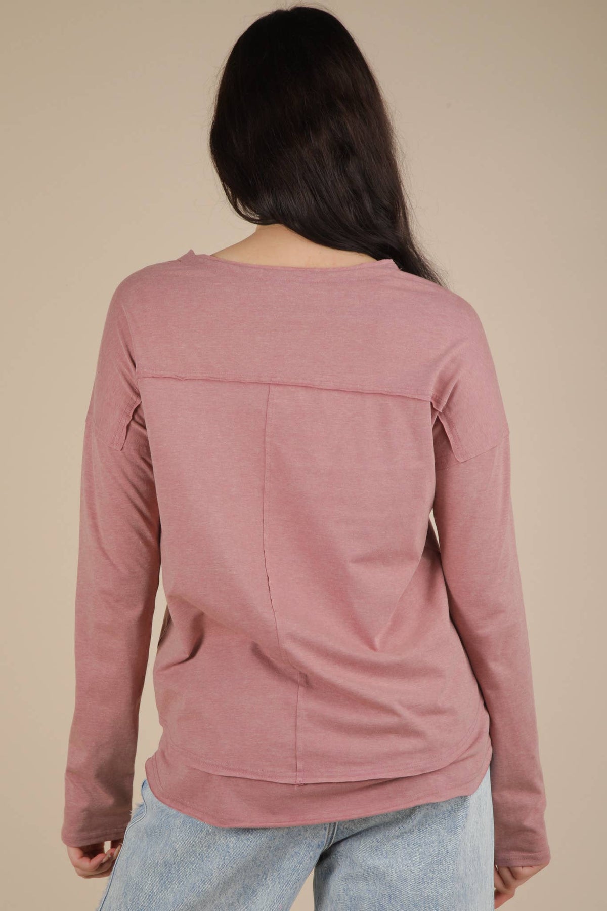 NT11795-Mineral Washed Cotton Comfy Knit Top