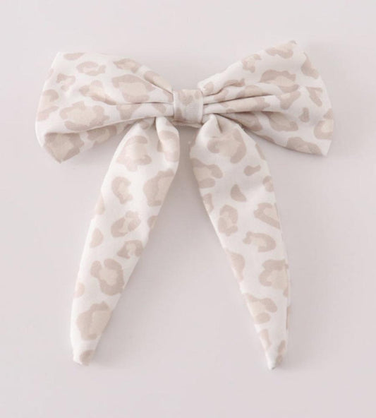 Cream Leopard Bow