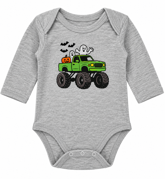 Ghost Monster Truck Long Sleeve Onesie