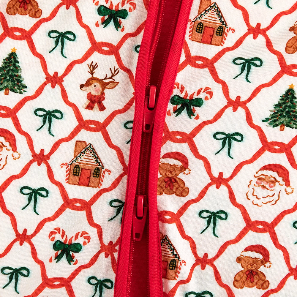Baby Christmas Plaid Red Bamboo Zip Sleeper