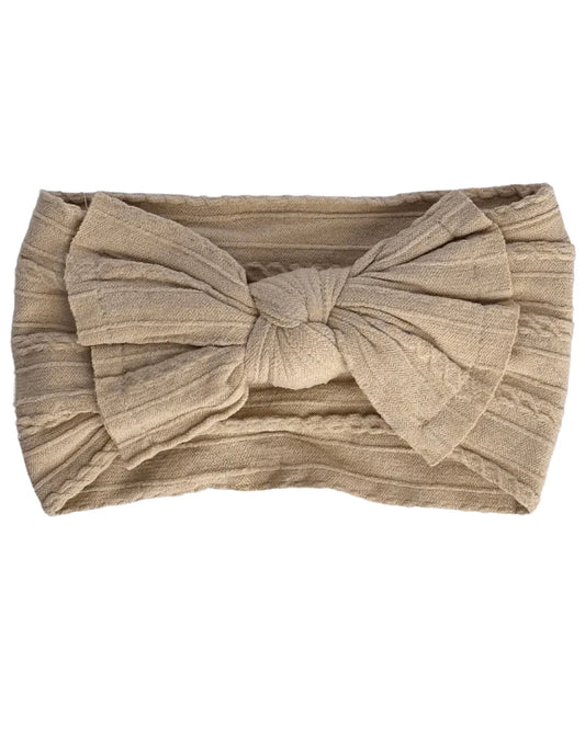 Nylon Bow Headband- Beige