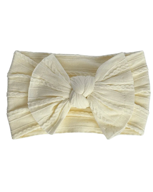 Nylon Bow Headband- Pale Yellow