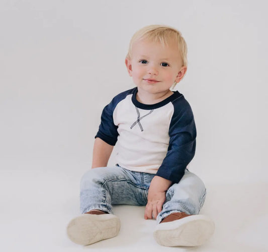 Raglan Baseball Tee- Navy