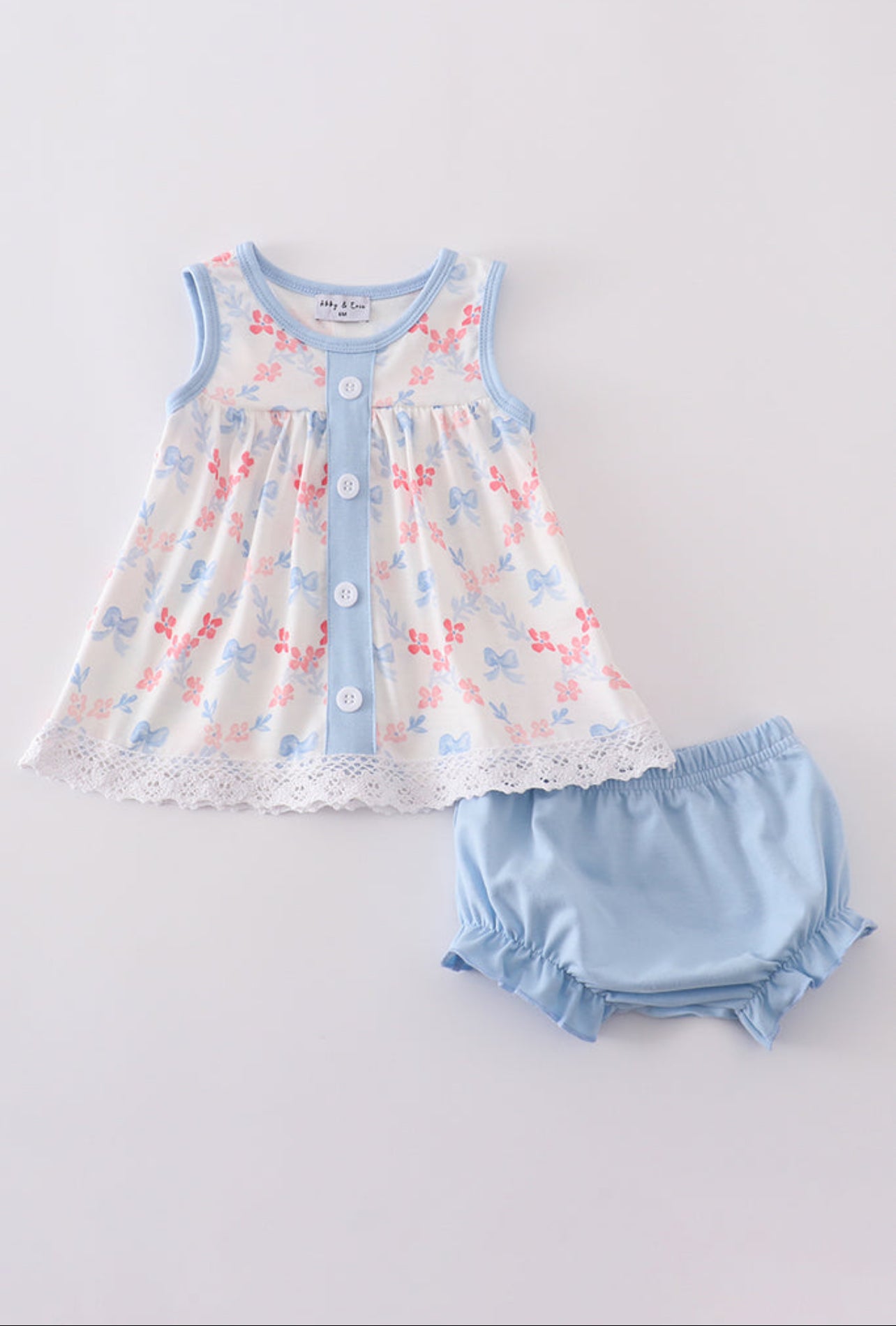 Blue Blow Lattice Bloomer Set