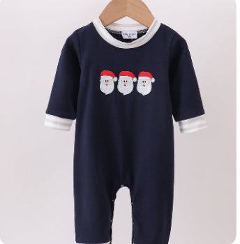 Santa embroidered romper