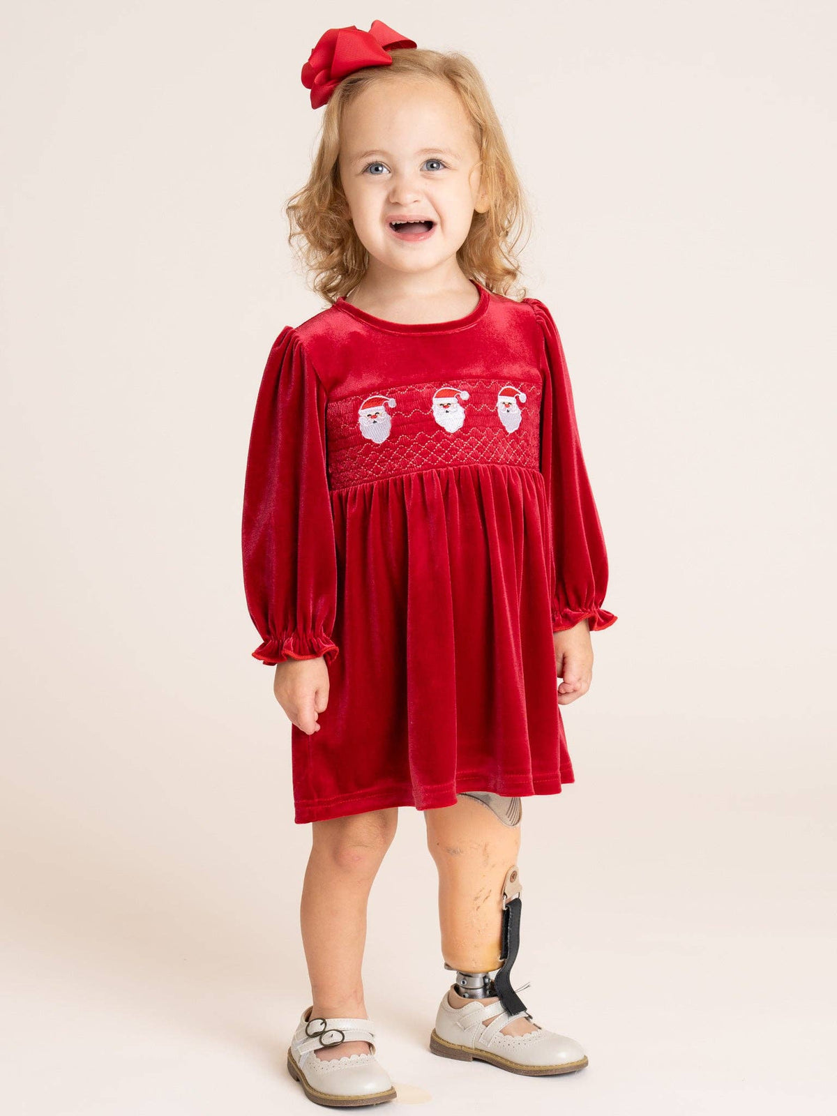 Ruby Santa Smocked Velvet Dress