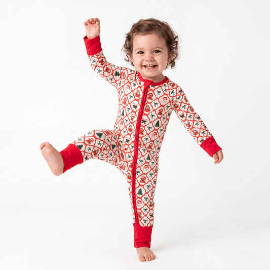 Baby Christmas Plaid Red Bamboo Zip Sleeper - Adalynn Leanne