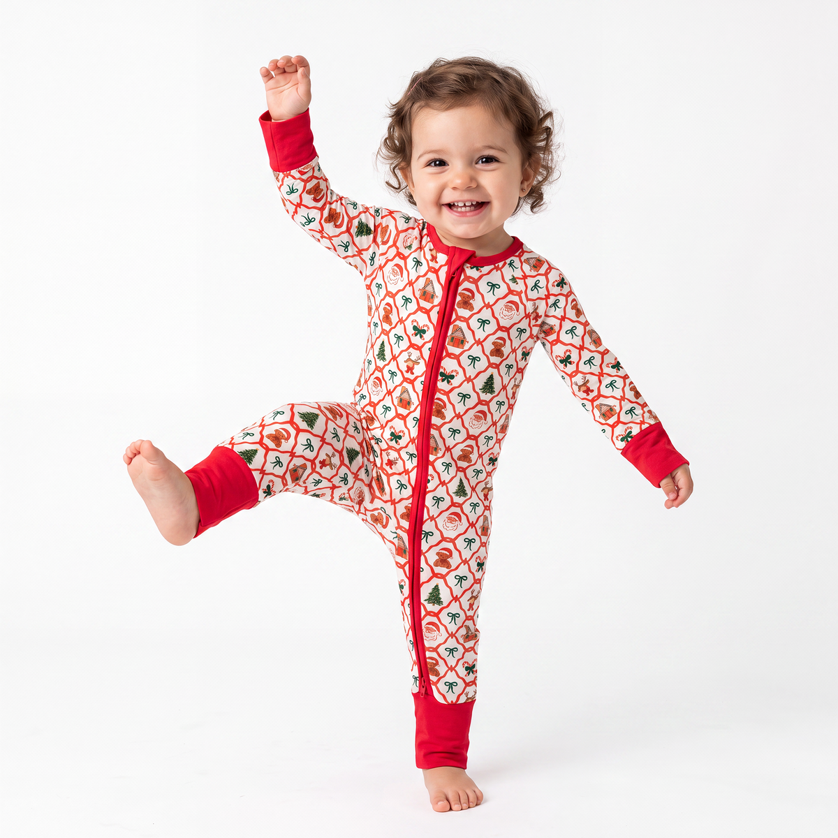 Baby Christmas Plaid Red Bamboo Zip Sleeper