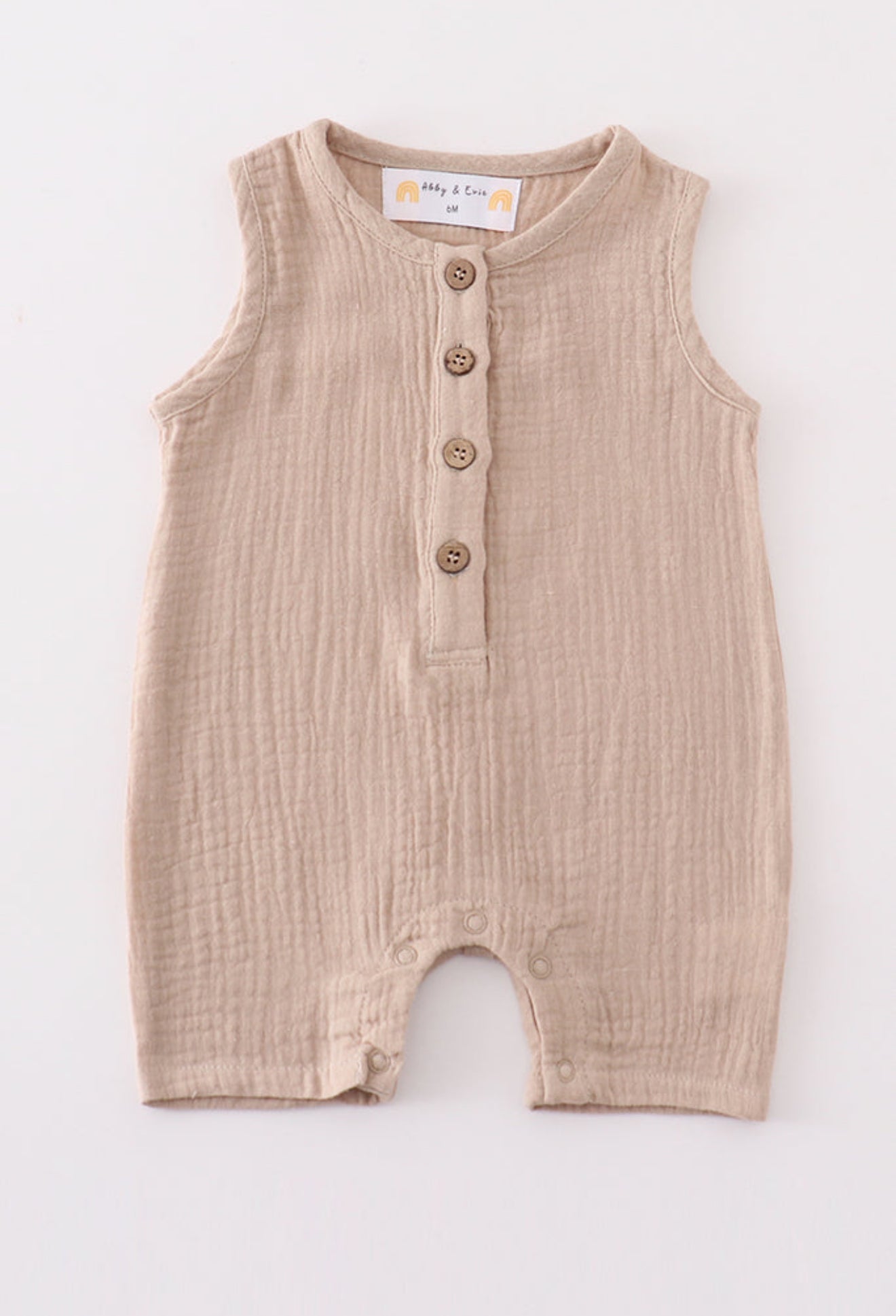 Beige Muslin Romper - Adalynn Leanne