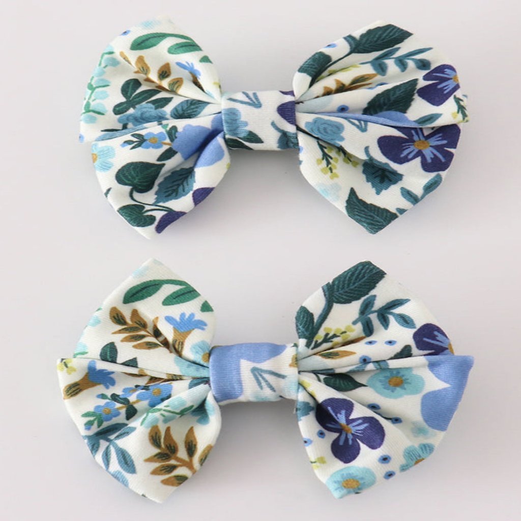 Blue Floral Pigtail Set - Adalynn Leanne