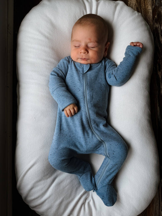 Blue Speckle / 2-Way Zip Footie - Adalynn Leanne