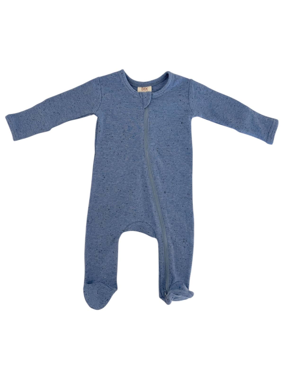 Blue Speckle / 2-Way Zip Footie - Adalynn Leanne