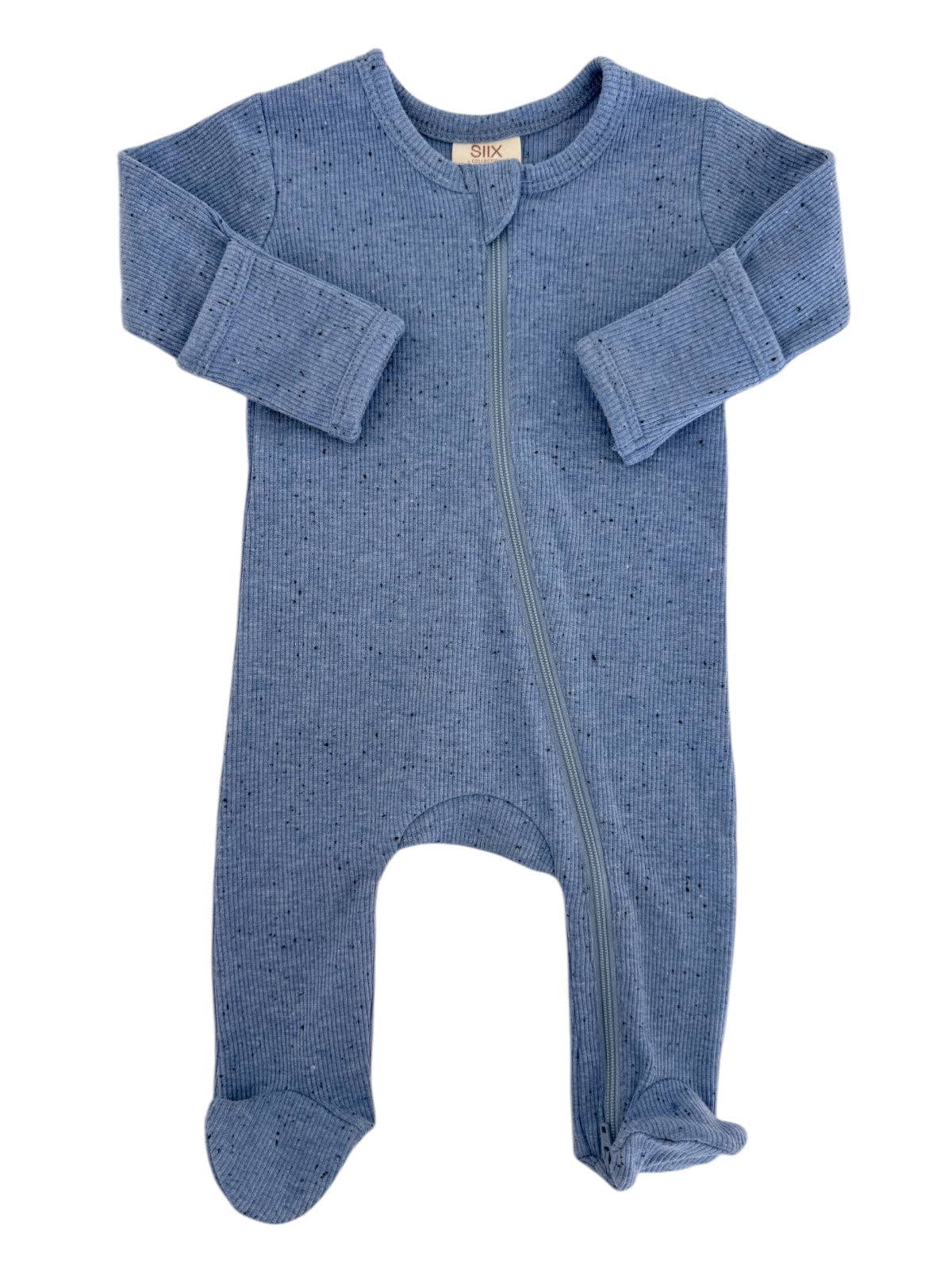 Blue Speckle / 2-Way Zip Footie - Adalynn Leanne