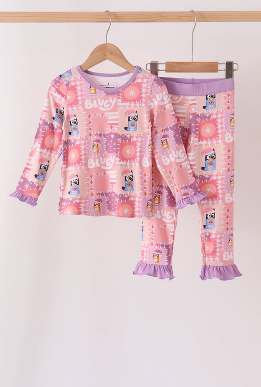 Bluey Pink Patch Christmas 2 Piece Pajamas - Adalynn Leanne