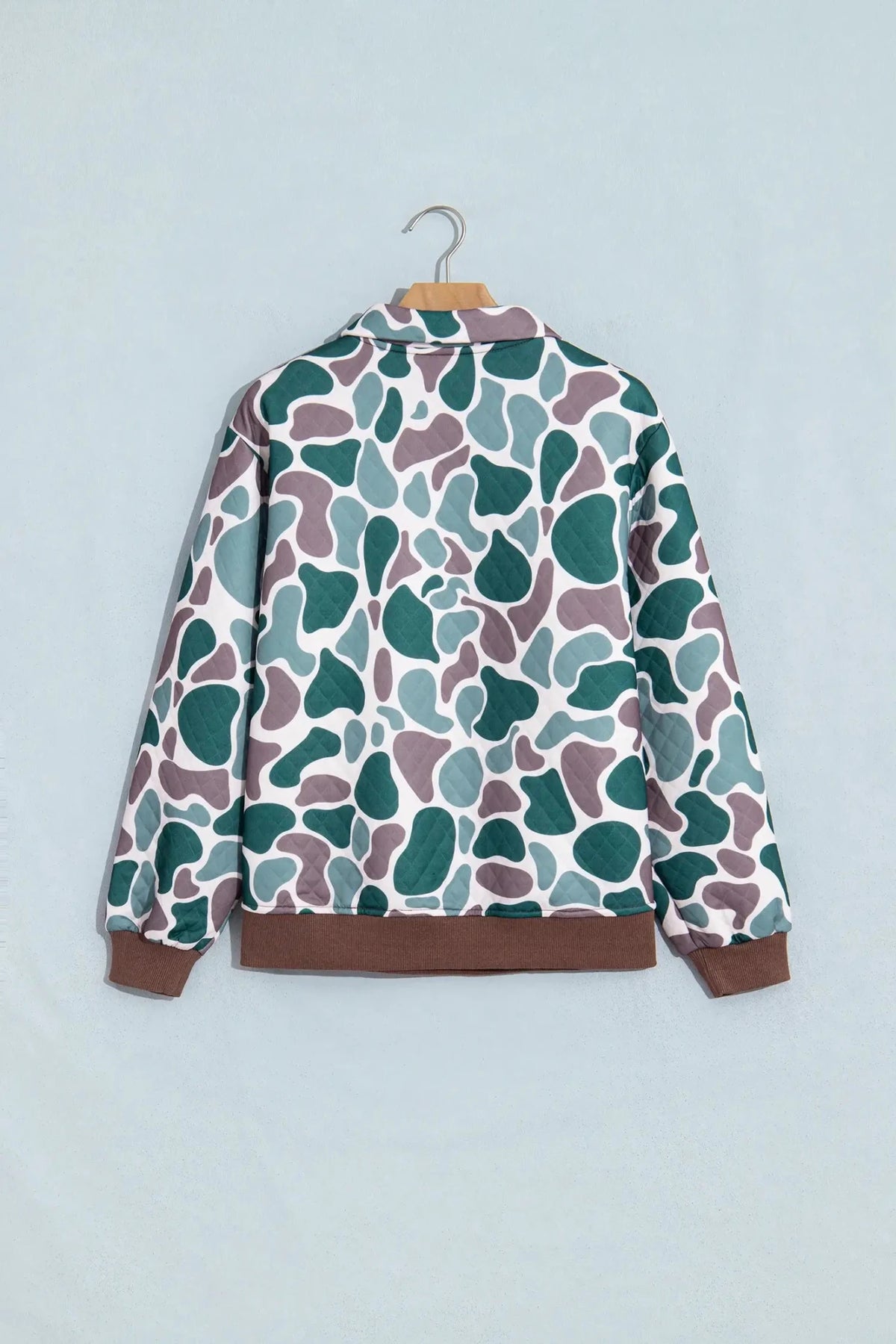 Camo Colorblock Snap Button Pullover Sweatshirt - Adalynn Leanne