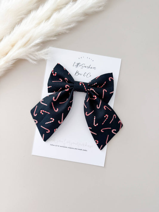 Candy Cane Christmas Pinwheel Hair Bow, Pigtail Set - Adalynn Leanne