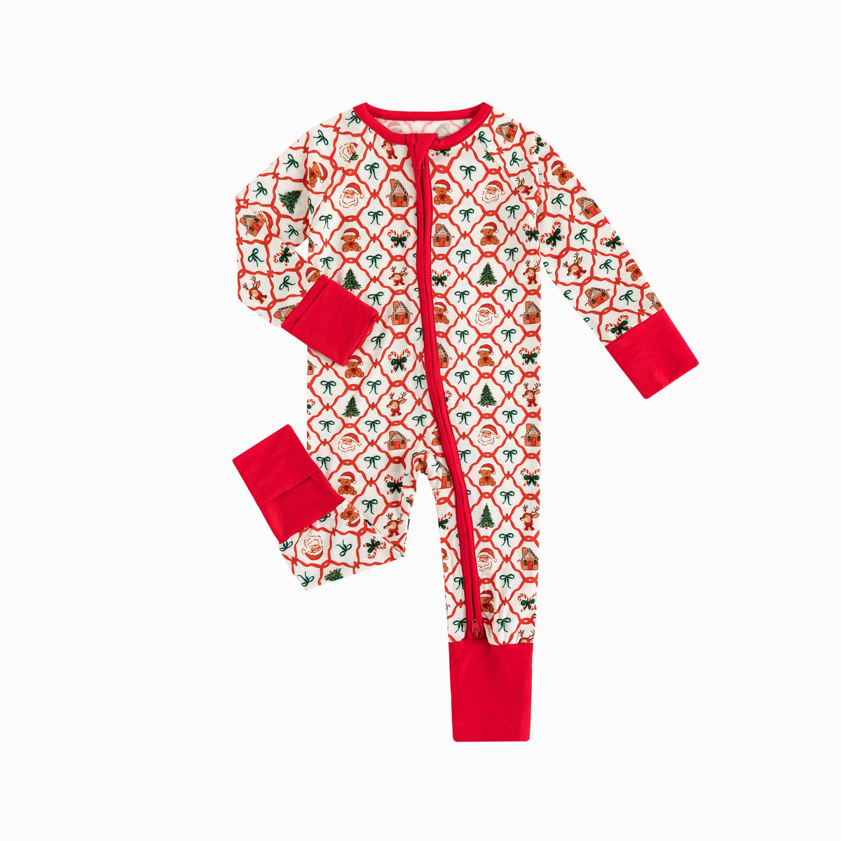 Baby Christmas Plaid Red Bamboo Zip Sleeper