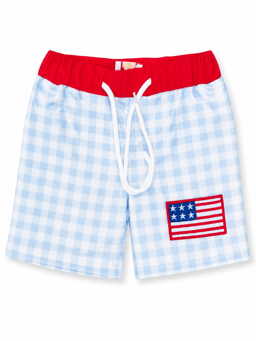 Checkered American Flag Boys Swim Trunks - Adalynn Leanne