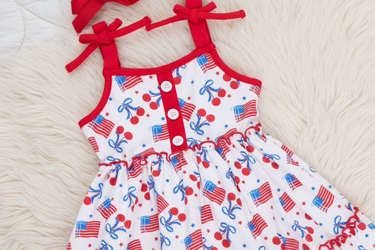 Cherry Flag Ruffle Outfit - Adalynn Leanne - Childrens Clothing -