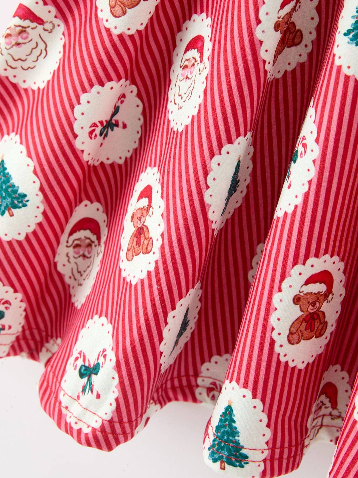 Christmas Girls' Santa and Tree Striped Dress - Adalynn Leanne