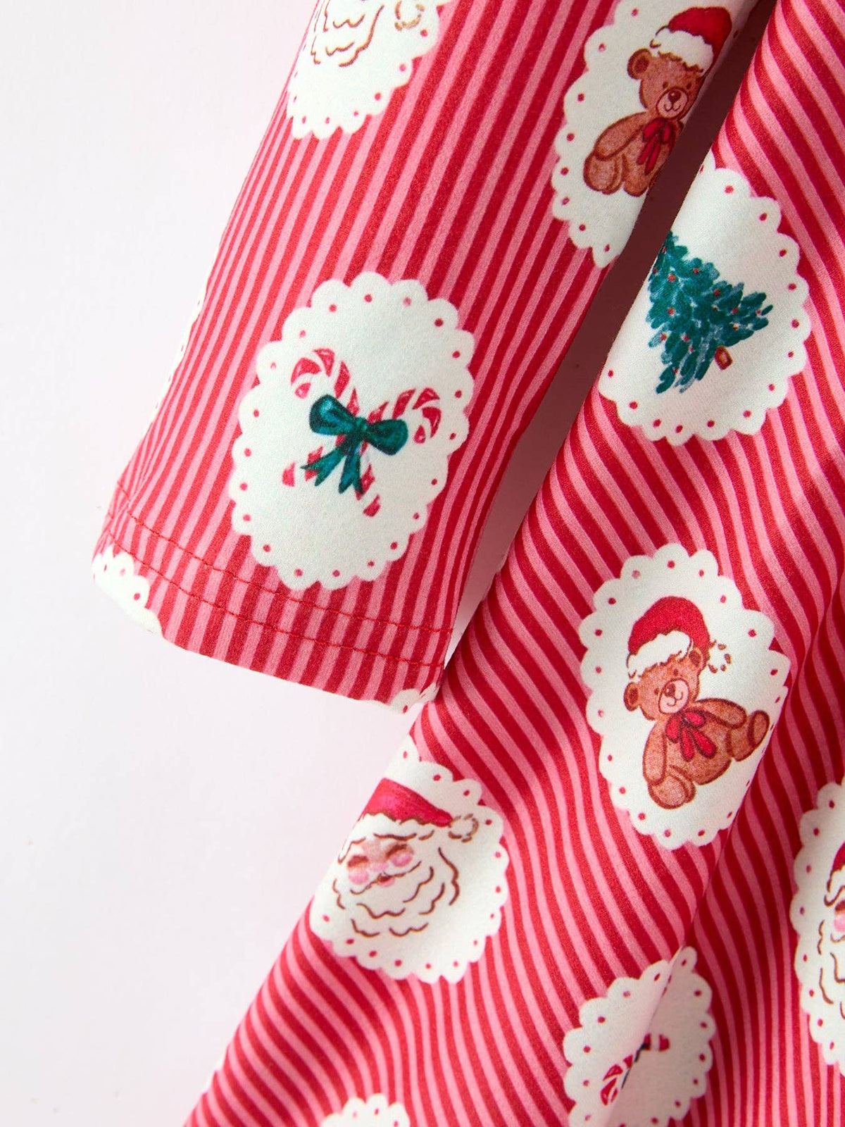 Christmas Girls' Santa and Tree Striped Dress - Adalynn Leanne