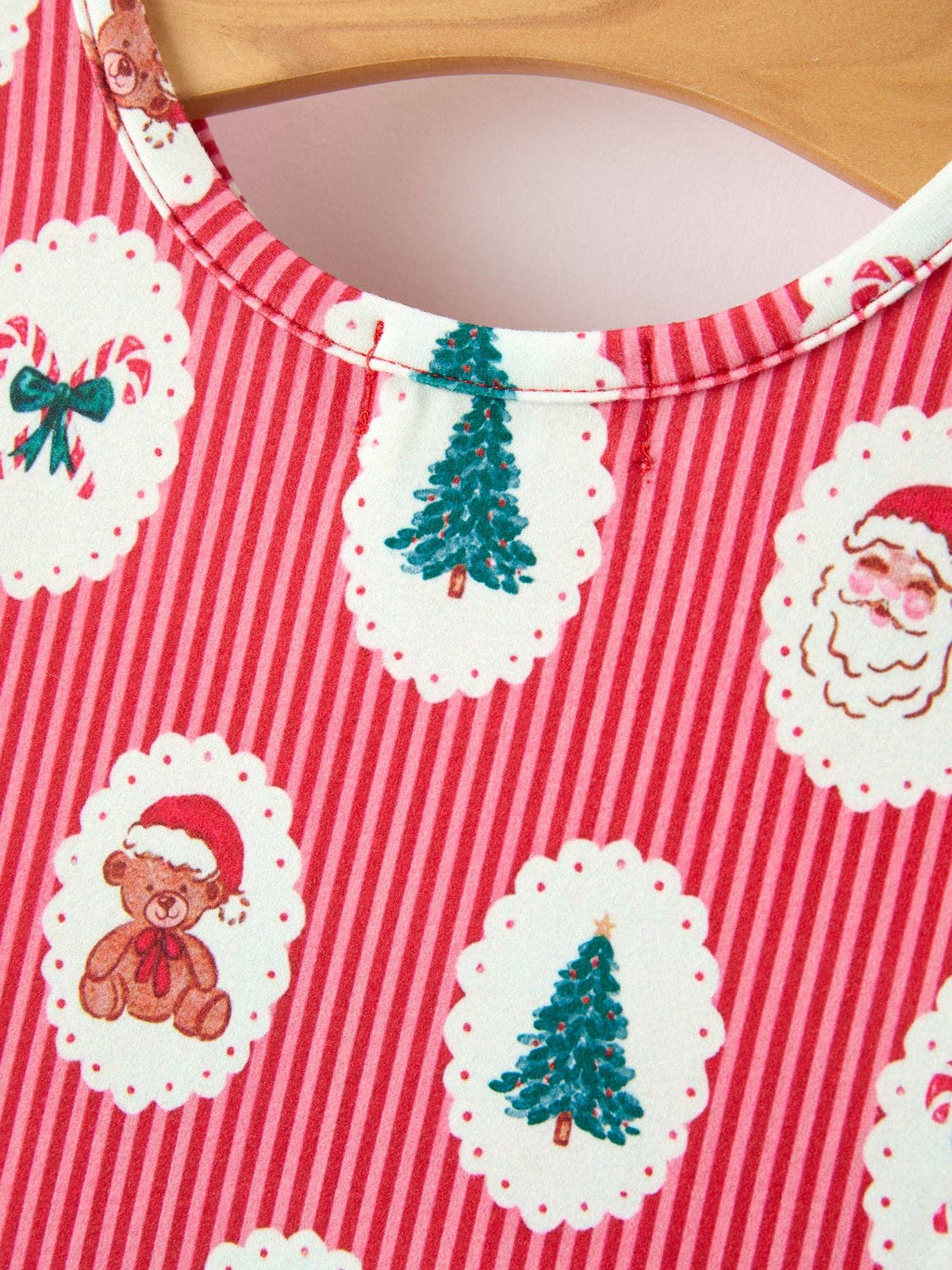 Christmas Girls' Santa and Tree Striped Dress - Adalynn Leanne