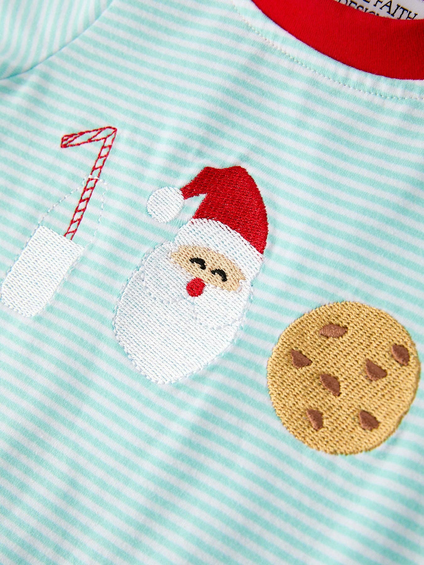 Christmas Santa Candy Cane Cookie Embroidery Baby Boys Striped Romper - Adalynn Leanne